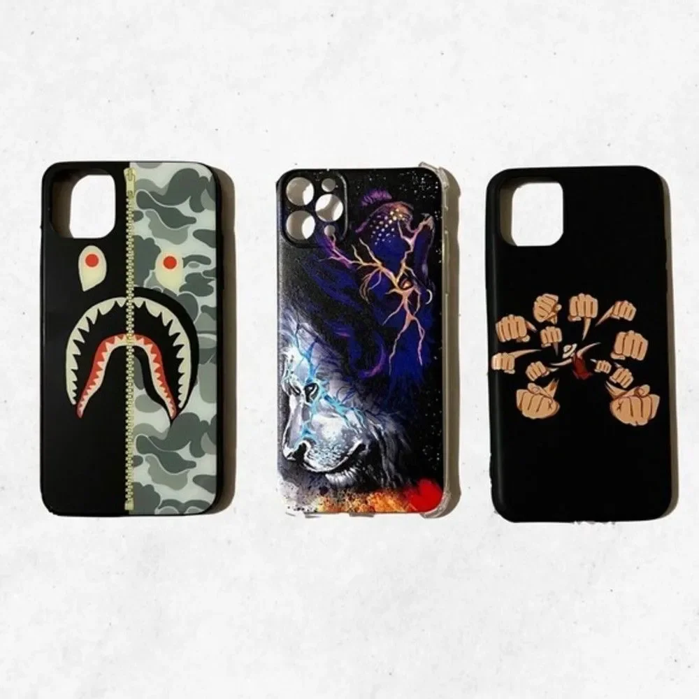 For iPhone 11 Pro Max 3 Cases Base Shark Colorful Lion Gomu Gomu No Gatling Men